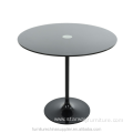 Modern dining table glass top with aluminium base